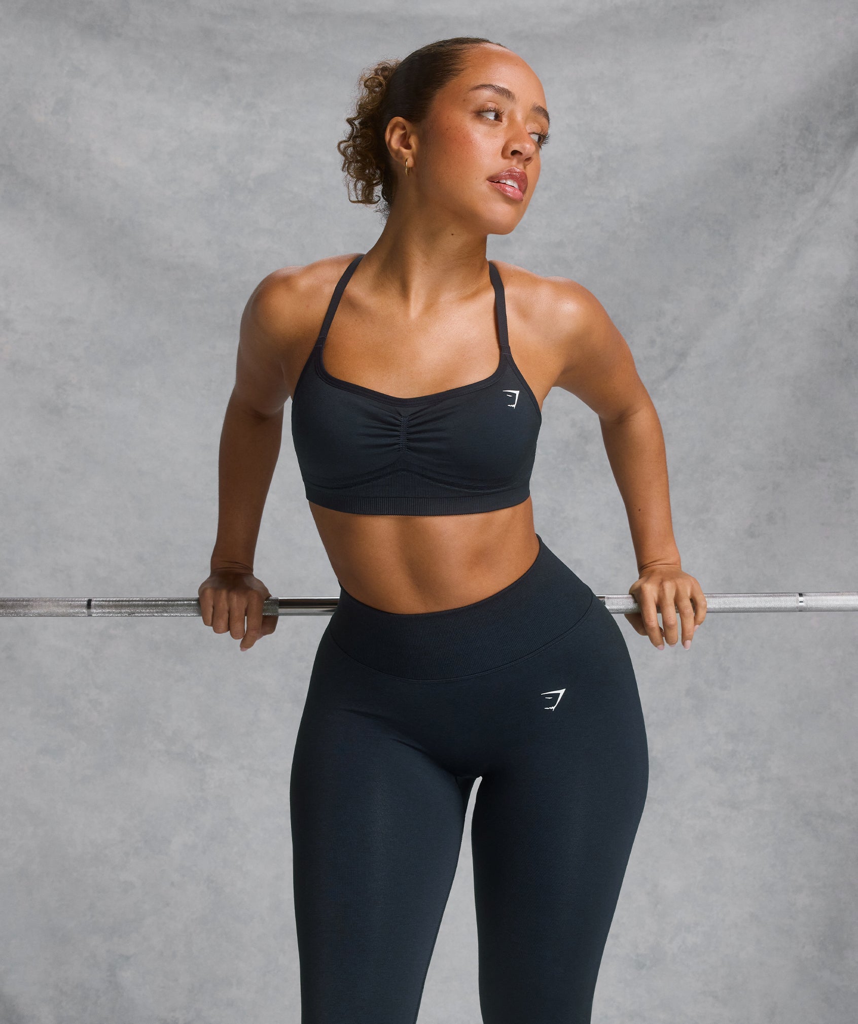 GYMSHARK Lift Seamless Training Bra - Midnight/Black Marl Ombre Design 