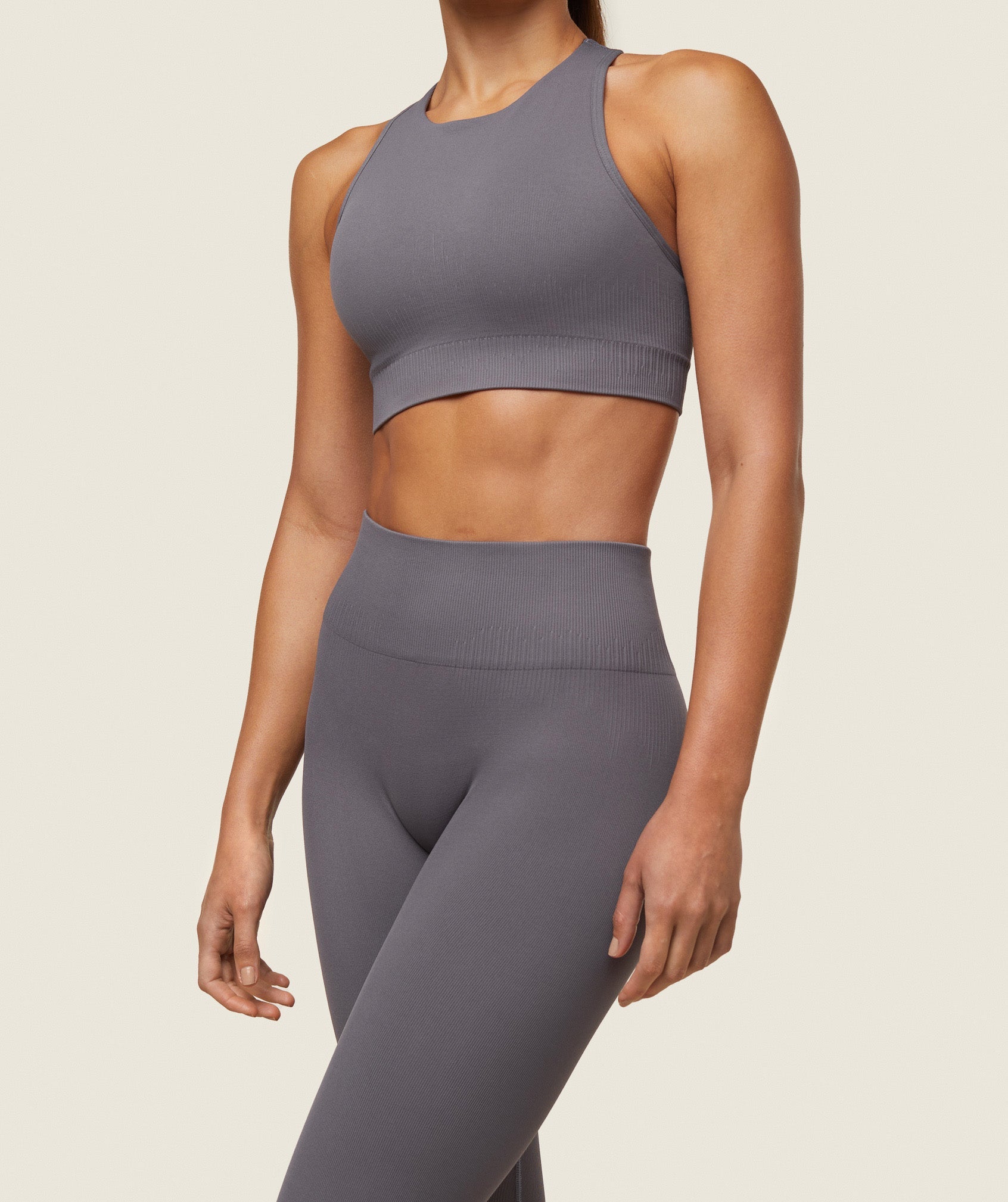 GYMSHARK Ultra-Comfort Seamless Workout Bra for Women - Brushed Gray Tone 