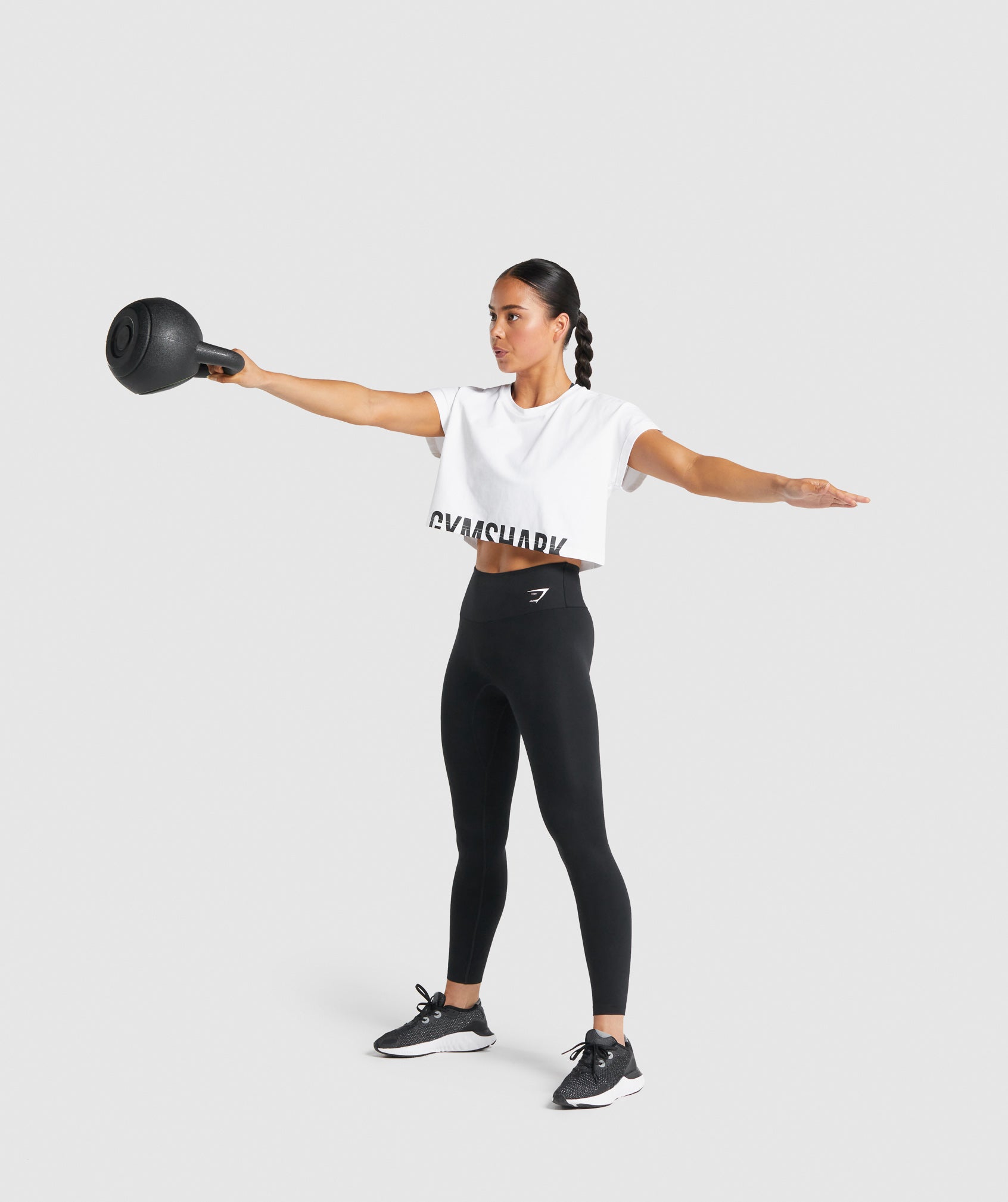 GYMSHARK Breathable Racerback Fitness Crop - Snow White Athletic Top 
