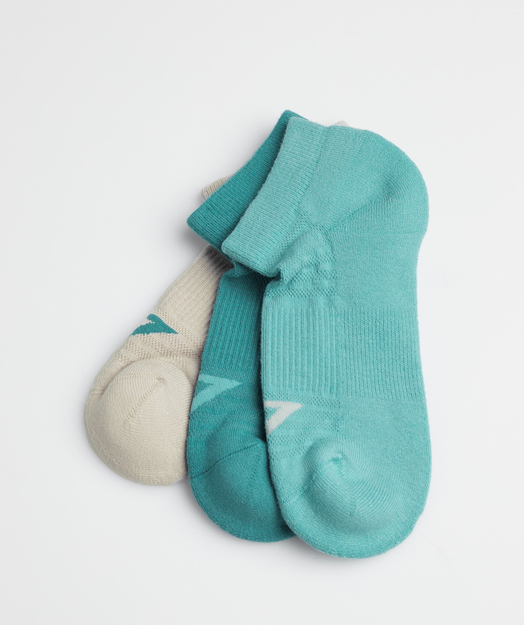 GYMSHARK Breathable Ankle Socks 3-Pack - Ocean Breeze/Jade Stone/Driftwood Grey 