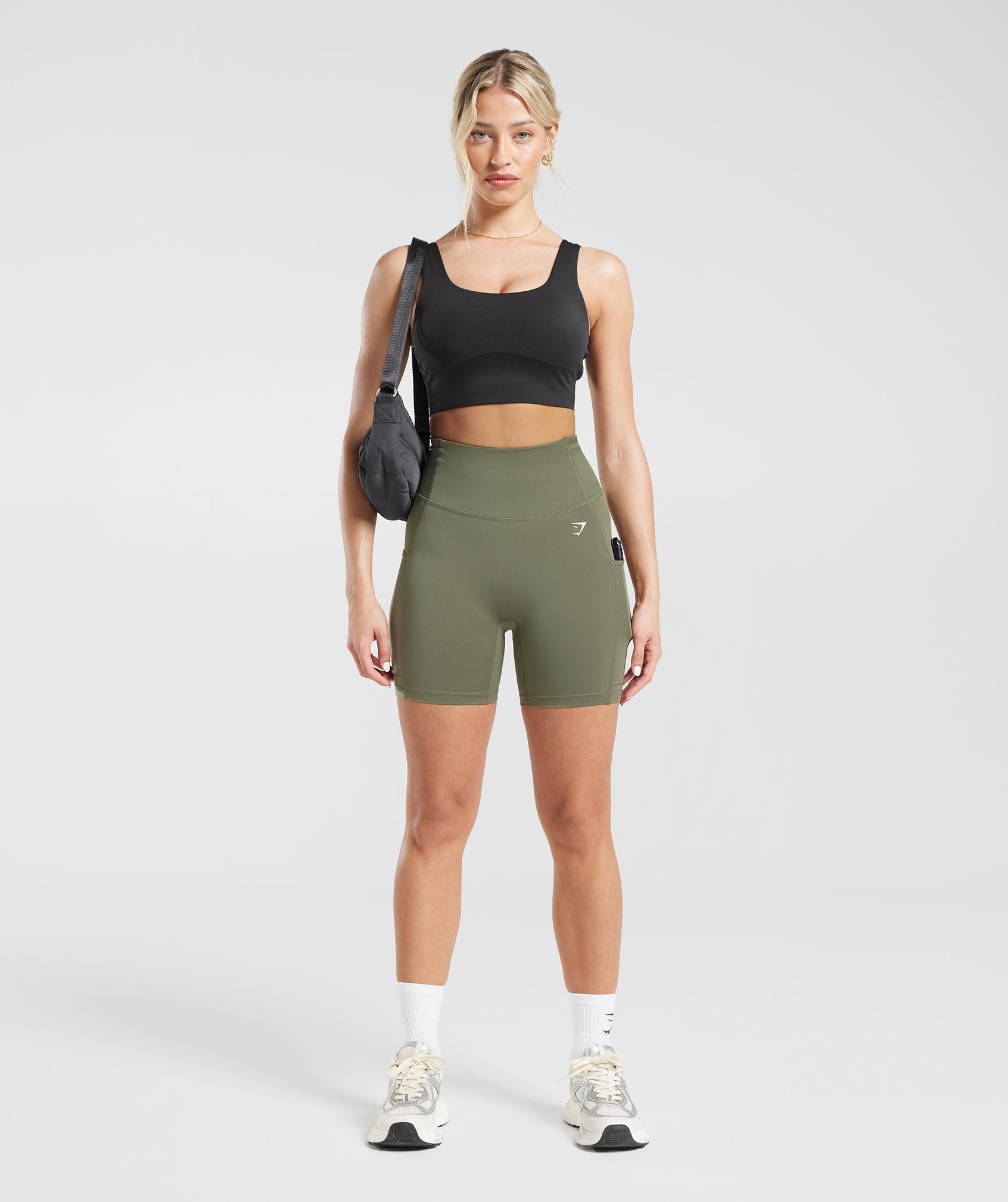 GYMSHARK Gymshark Men's Workout Shorts with Side Pockets - Comfortable Dusty Olive Color 
